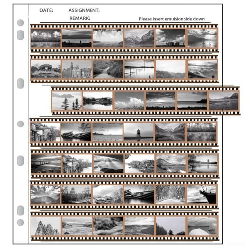 Besttoolifes 50 Stück Folien-Aufbewahrung, säurefreies Material, Schwarz / Weiß, Negativkonservierer für 135, 120, 4 x 5, kompatibel mit Standard-Alben, Drei-Ringbücher (135 Stück, 50 Stück) von Besttoolifes