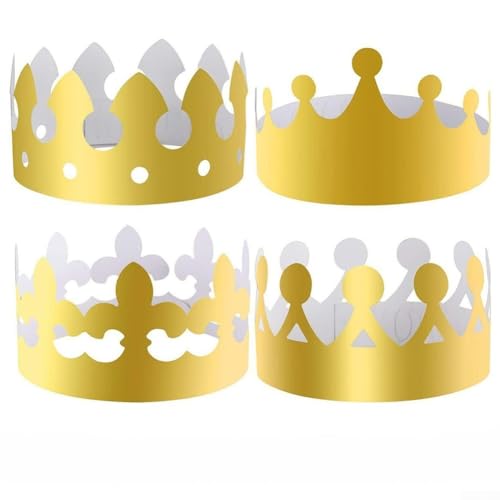 Besttoolifes Goldfarbene Papierkronen für Erwachsene und Kinder, 4 Stile, verstellbare Königskrone, Party-Dekorationen, Hüte, 2025 Queen Hats Papp-Kopfbedeckung für Party, Geburtstag, Feier (20 Stück) Besttoolifes Goldfarbene Papierkronen für Erwachsene und Kinder, 4 Stile, verstellbare Königskrone, Party-Dekorationen, Hüte, 2025 Queen Hats Papp-Kopfbedeckung für Party, Geburtstag, Feier (20 Stück) von Besttoolifes