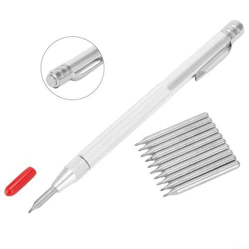 Besttoolifes Gravierstift mit Hartmetallspitze mit 10 Ersatzspitzen für professionelles Markieren auf Glas (10 Hartmetallspitzen) von Besttoolifes