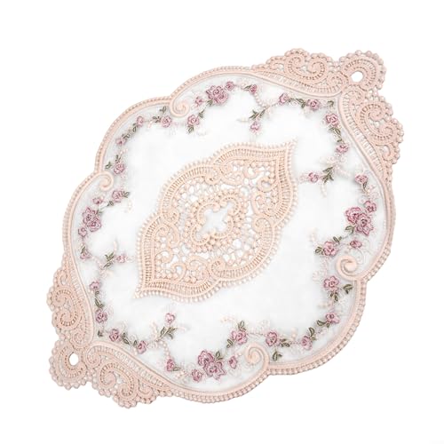 Besttoolifes Dekorative Spitzen-Tischdecke mit Rosen-Stickerei, Rosa, Rund, Polyesterfaser, 31*44cm, Hochzeit, Klassisch, Romantik Besttoolifes Dekorative Spitzen-Tischdecke mit Rosen-Stickerei, Rosa, Rund, Polyesterfaser, 31*44cm, Hochzeit, Klassisch, Romantik von Besttoolifes