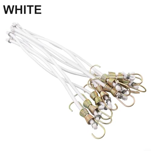 Elastische Bungee-Seile, Haken für Gepäck, Camping und Outdoor-Aktivitäten (10 Stück, weiß), 20 Stück von Besttoolifes