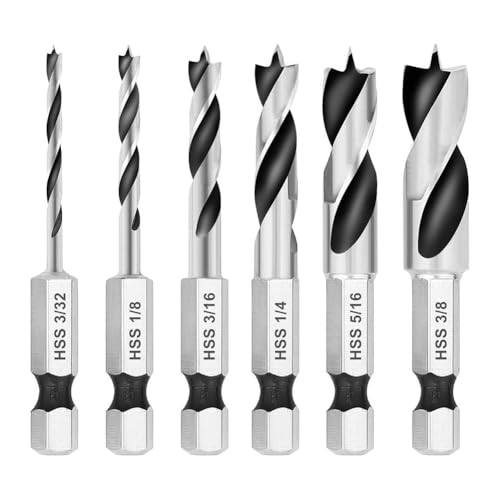 Für HSS-Stahl für Kurzbohrer-Set mit 6,35 mm Schnellwechsel-Sechskantschaft, kurzer Schnellarbeitsstahl, Holzbearbeitungsbohrer für schnelles Präzisions-Holzbohren (4#) von Besttoolifes