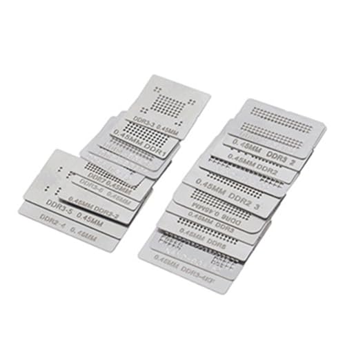 Gedächtnis-Schablonen-Set, 12/14/20 Stück, DDR-Speicherreparatur-Set mit Edelstahl-Mesh-Reballing-Schablonen und direkter Heizungshalterung, für Chip- und Motherboard-Modul-Nacharbeiten (14 Stück) von Besttoolifes