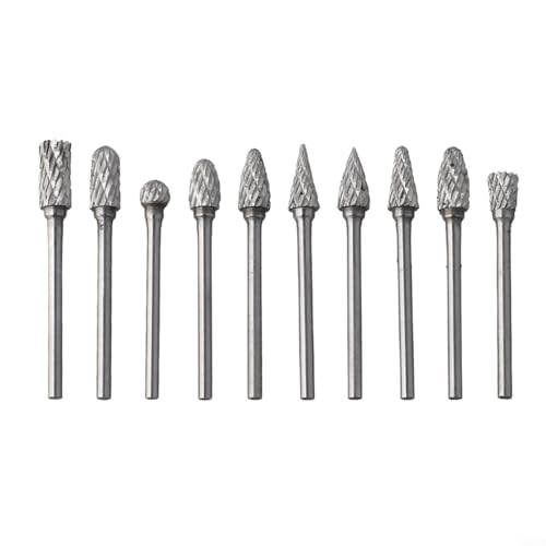 Hartmetall-Frässtift-Set, 10 Stück, 3 mm Schaft, Drehschneider-Bits für Metallbearbeitung und Stahlschneiden, Präzisionsschleif-Bits, elektrisches Drehzubehör, Werkstattwerkzeuge (B) von Besttoolifes