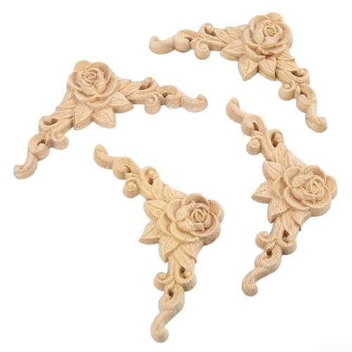 Holz-Bastelbedarf, unlackierte Rosen-Eck-Onlay für Spiegelrahmen, Tür, Schrank, Dekoration, 8 x 8 cm, 4 Stück Holz-Bastelbedarf, unlackierte Rosen-Eck-Onlay für Spiegelrahmen, Tür, Schrank, Dekoration, 8 x 8 cm, 4 Stück von Besttoolifes