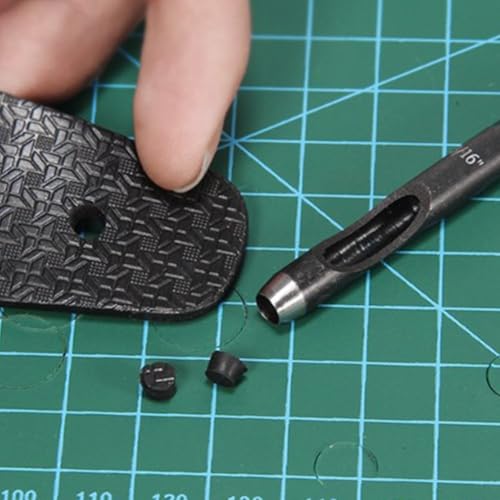 Leder-Stanzwerkzeug mit 1/4-Zoll-Sechskantschaft, Locheisen aus Karbonstahl, Hohllochmacher für Leder, Vinyl, Kunststoff, Gummi, Dichtungsschneiden, Handwerk und Werkstatt Stanzwerkzeug-Set (3#) von Besttoolifes