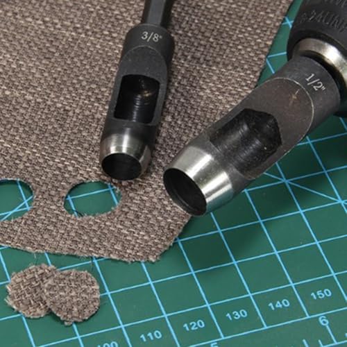 Leder-Stanzwerkzeug mit 1/4-Zoll-Sechskantschaft, Locheisen aus Karbonstahl, Hohllochmacher für Leder, Vinyl, Kunststoff, Gummi, Dichtungsschneiden, Handwerk und Werkstatt Stanzwerkzeug-Set (4#) von Besttoolifes