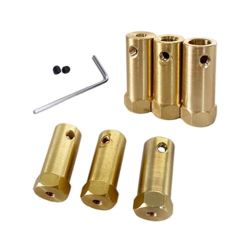 Verlängerte Messing-Motorwellenkupplung, Verbindungsmuffe, 3–8 mm, Sechskant-Getriebewellenverlängerung für Reduziermotor, Sechskant-Radverbinder, Roboter-Autoteile und Modellbau (6 mm) von Besttoolifes