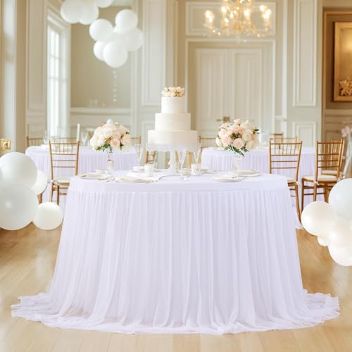 Besutolife Weiße Tüll-Tischdecke, rund, 1,5 m, für Hochzeit, Geburtstag, Party, Brautparty, Bankett, Abendessen, Tischdekoration, 2 Stück Besutolife Weiße Tüll-Tischdecke, rund, 1,5 m, für Hochzeit, Geburtstag, Party, Brautparty, Bankett, Abendessen, Tischdekoration, 2 Stück von Besutolife