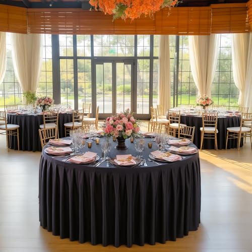 Schwarze runde Tischdecke, 152,4 cm, waschbar, Polyestergewebe, wiederverwendbar, Tischdecke für Hochzeit, Bankett, Esszimmer, Party, Geburtstag, drinnen und draußen, 2 Stück Schwarze runde Tischdecke, 152,4 cm, waschbar, Polyestergewebe, wiederverwendbar, Tischdecke für Hochzeit, Bankett, Esszimmer, Party, Geburtstag, drinnen und draußen, 2 Stück von Besutolife