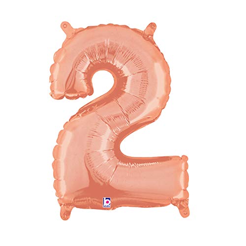 14 rotgoldene Luftballons mit der Zahl 2 von Betallic