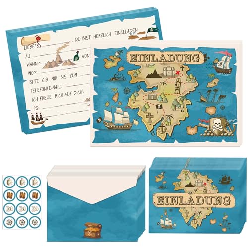 Betensh 12 Stück Piraten Einladungskarten Kindergeburtstag Junge Mädchen, 15×10cm Piraten Geburtstag Einladungskarten mit Umschlag, Piraten Partyeinladungen, Einladungskarten Jungs für Piratenparty Betensh 12 Stück Piraten Einladungskarten Kindergeburtstag Junge Mädchen, 15×10cm Piraten Geburtstag Einladungskarten mit Umschlag, Piraten Partyeinladungen, Einladungskarten Jungs für Piratenparty von Betensh
