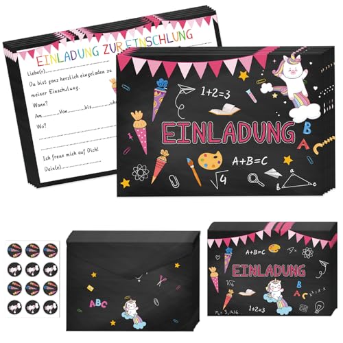 Betensh 12×Einladung Einschulung Mädchen Junge, 15×10CM Einhorn Einschulung Einladungskarten mit Umschlägen, Einladung Schulanfang Mädchen für Kinder zum Schulanfang Einschulungsparty Betensh 12×Einladung Einschulung Mädchen Junge, 15×10CM Einhorn Einschulung Einladungskarten mit Umschlägen, Einladung Schulanfang Mädchen für Kinder zum Schulanfang Einschulungsparty von Betensh