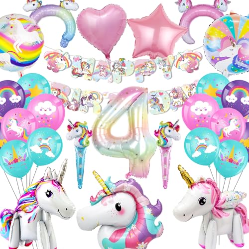 Betensh Einhorn Geburtstagsdeko Mädchen 4 Jahre, Einhorn Luftballon 4 Jahre, Folienballon Geburtstag Einhorn, Einhorn Deko Kindergeburtstag für Einhorn Party Betensh Einhorn Geburtstagsdeko Mädchen 4 Jahre, Einhorn Luftballon 4 Jahre, Folienballon Geburtstag Einhorn, Einhorn Deko Kindergeburtstag für Einhorn Party von Betensh
