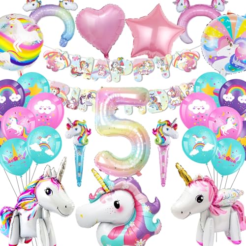 Betensh Einhorn Geburtstagsdeko Mädchen 5 Jahre, Einhorn Luftballons Geburtstag Mädchen, Folienballon Geburtstag Einhorn, Einhorn Deko Kindergeburtstag für Einhorn Party Betensh Einhorn Geburtstagsdeko Mädchen 5 Jahre, Einhorn Luftballons Geburtstag Mädchen, Folienballon Geburtstag Einhorn, Einhorn Deko Kindergeburtstag für Einhorn Party von Betensh