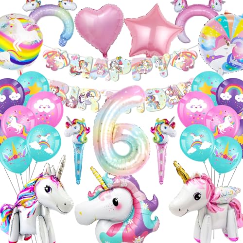 Betensh Einhorn Geburtstagsdeko Mädchen 6 Jahre, Einhorn Luftballon 6 Geburtstag Mädchen, Folienballon Einhorn Geburtstag, Einhorn Deko Kindergeburtstag für Einhorn Party Betensh Einhorn Geburtstagsdeko Mädchen 6 Jahre, Einhorn Luftballon 6 Geburtstag Mädchen, Folienballon Einhorn Geburtstag, Einhorn Deko Kindergeburtstag für Einhorn Party von Betensh