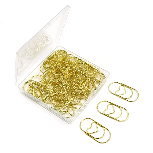 50 Stück Büroklammern Gold, Büroklammern Herz, Metall Aktenklammern Paper Clips für Schule, Büro, Zuhause(Gold) von Betinyar