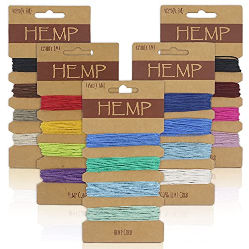 Betinyar 5 Sätze Farben Fäden Schnur, 20 Farben Hanfschnur, Flachsschnur Schnur Mehrfarbige für Handgefertigte Armbänder, Geschenkverpackungen von Betinyar