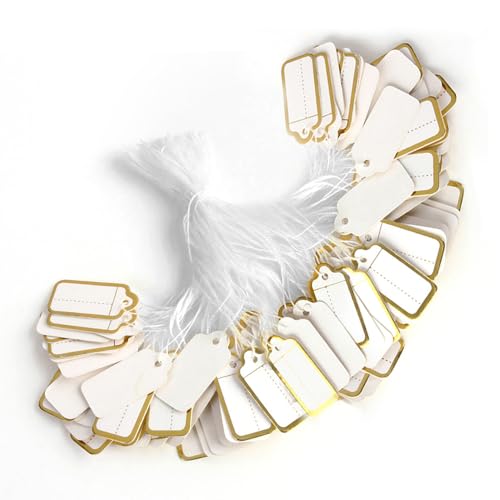 Schmuck-Preisetiketten mit Schnur, kleines Preisschild mit Schnur, Papierpreisetiketten, Markierungsschilder mit elastischer Schnur, 1500 Stück Schmuck-Preisetiketten mit Schnur, kleines Preisschild mit Schnur, Papierpreisetiketten, Markierungsschilder mit elastischer Schnur, 1500 Stück von Betinyar