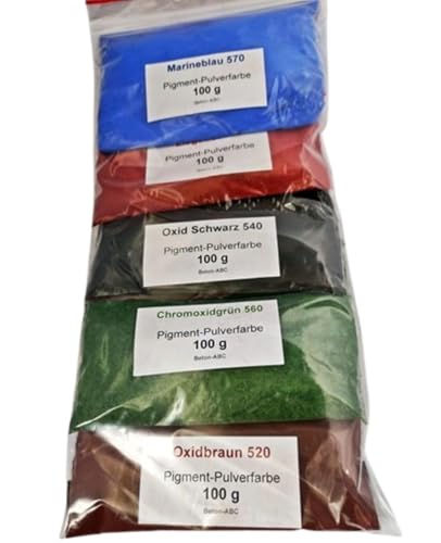 Epoxidharz/Kunstharz einfärben - Farbpigmente Pulver 5 x 100 g Eisenoxid Blau-Grün-Rot-Braun-Schwarz Epoxidharz/Kunstharz einfärben - Farbpigmente Pulver 5 x 100 g Eisenoxid Blau-Grün-Rot-Braun-Schwarz von Beton-ABC