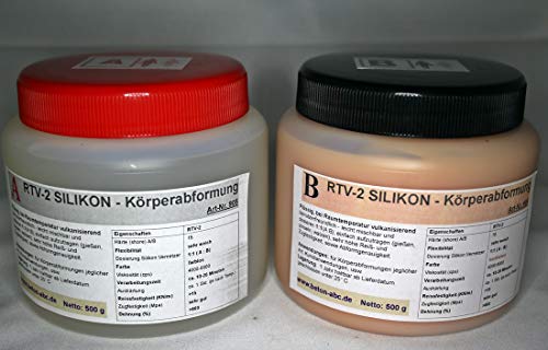 Silikon RTV-2, Körperabformung Sh.15 °Abformmasse 2 x 500g, Body Double von Beton-ABC