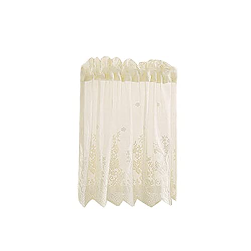 Betos Küchen-Vorhänge, Voile Kurzstore Vintage Kaffee Bistrogardine Vorhang Spitze Scheibengardine Kurzgardine Landhausstil halbtransparente Gardine, Beige 74*90cm von Betos