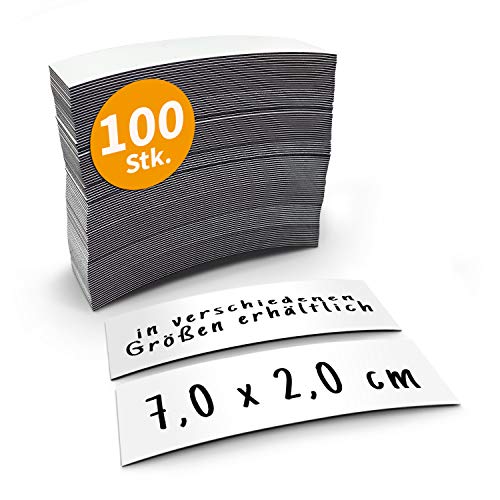 Betriebsausstattung24® 100 beschreibbare Magnetetiketten Magnet | 7,0 x 2,0 cm | Folienstreifen in weiß von Betriebsausstattung24