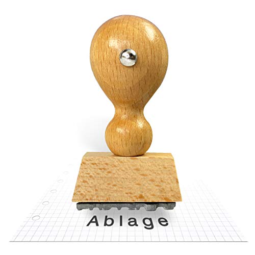 Betriebsausstattung24 Traditioneller Holzstempel inkl. Textplatte - Stempel aus Naturholz - Buchenholz - Ablage - 33 x 6 mm von Betriebsausstattung24
