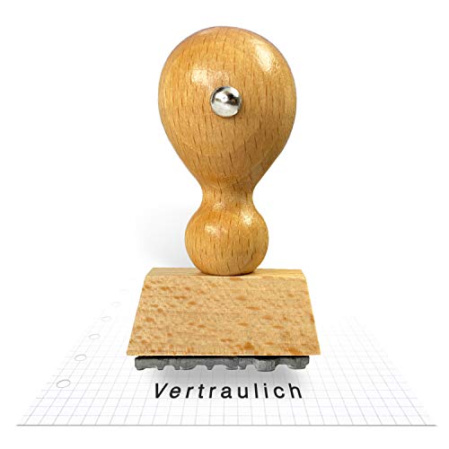 Betriebsausstattung24® Traditioneller Holzstempel inkl. Textplatte | Stempel aus Naturholz | Buchenholz | Vertraulich | 33 x 6 mm von Betriebsausstattung24