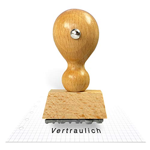 Betriebsausstattung24 Traditioneller Holzstempel inkl. Textplatte - Stempel aus Naturholz - Buchenholz - Vertraulich - 33 x 6 mm von Betriebsausstattung24
