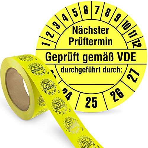 Betriebsausstattung24 Prüfplakette „Nächster Prüftermin Elektro-Prüfung“ Anfangsjahr: 2023-2027 - Rolle mit 1000 Stück - Ø 2,0 cm, Papier - gelb/schwarz - Mehrjahresplakette Betriebsausstattung24 Prüfplakette „Nächster Prüftermin Elektro-Prüfung“ Anfangsjahr: 2023-2027 - Rolle mit 1000 Stück - Ø 2,0 cm, Papier - gelb/schwarz - Mehrjahresplakette von Betriebsausstattung24