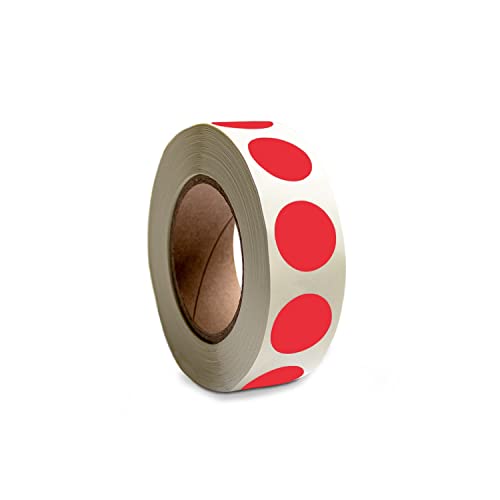 Klebepunkte auf Rolle - permanent haftend- Anzahl: 500 - Farbe: leucht rot - Größe: 3,0 cm Ø - Markierungspunkte - Punktaufkleber - Etiketten - Betriebsausstattung24® von Betriebsausstattung24