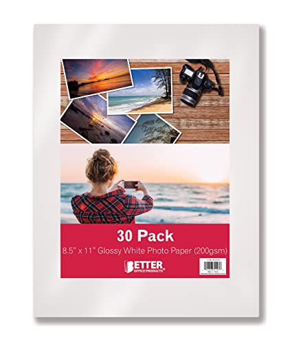 Better Office Products, glänzendes Fotopapier, 21,6 x 27,9 cm, 30 Blatt, 200 g/m², Briefgröße, 30 Stück Better Office Products, glänzendes Fotopapier, 21,6 x 27,9 cm, 30 Blatt, 200 g/m², Briefgröße, 30 Stück von Better Office Products