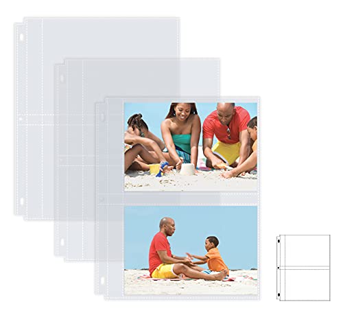 Better Office Products Album-Nachfüllblätter, 12,7 x 17,8 cm, schwer, diamantklar, 3-Ringbuch-Seiten-Nachfüllblätter, 100 Fotos insgesamt, jedes Blatt mit 2 Taschen für bis zu 4 Fotos (25 Stück) von Better Office Products