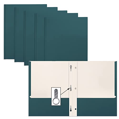 Better Office Products Dokumentenmappen für Schule mit 2 Zinken, 50 Stück, matte Textur, Briefgröße, mit 3 Metallklammern, Blaugrün von Better Office Products