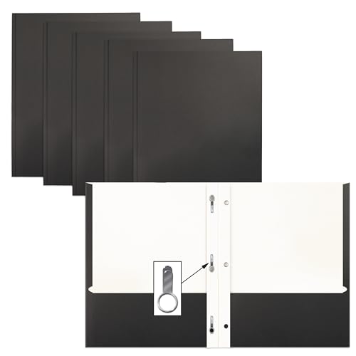 Better Office Products Papiermappen mit 2 Taschen, 50 Stück, mit Metallklammern, mattes Textur, Briefgröße, 50 Stück, Schwarz von Better Office Products