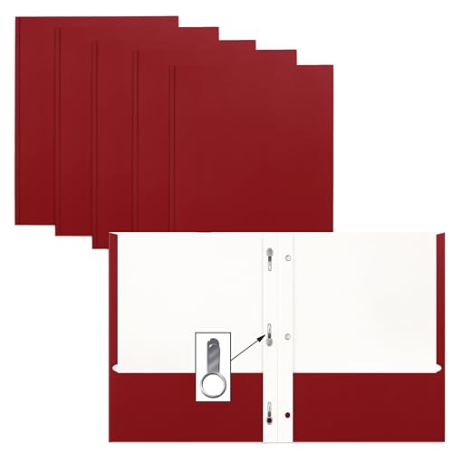 Better Office Products Papierordner mit Zinken, 50 Stück, mit matter Textur, Briefgröße, 50 Stück, mit 3 Metallklammern, Rot von Better Office Products