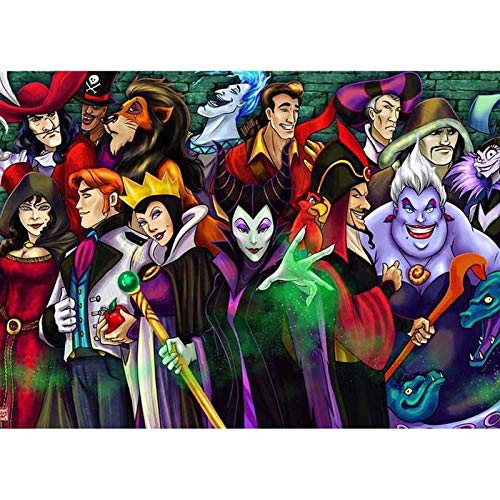 5D Diamant Malerei Bösewichte Evil Queen Maleficent Scar Gaston, DIY Diamond Painting Set Vollbohrer Stickerei Malerei Crystal Strass Stickerei Für Haus, Wand Und Eingang Dekorationen 30x40 cm von Better Selection