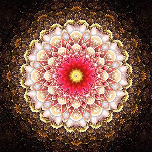 Better Selection 5D DIY Diamant-Gemälde [Full Diamond] Strass-Bilder von Kristallen Stickerei, Tier-Streetkunst, Heimdekoration, 30x30 cm, Lotus Mandala Indische von Better Selection