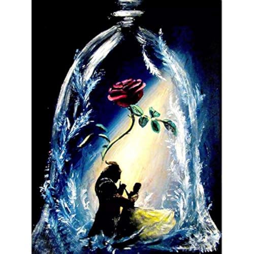 Better Selection Die Schöne und das Biest Diamantgemälde für Erwachsene 5D DIY Full Drill Kristall Strass Stickerei Kreuzstich Kunst Handwerk Leinwand Wand Dekor Die Schöne und das Biest 30x40 cm von Better Selection
