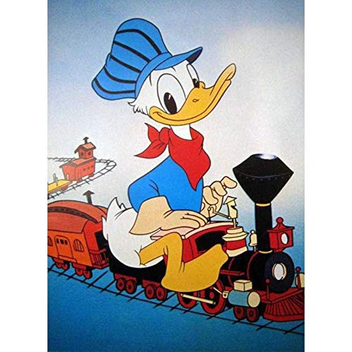 Better Selection DIY 5D Diamantkunst-Set, Donald Duck is Riding A Train Diamond Art Kits für Erwachsene, Malen mit Diamanten, Stickerei nach Zahlen, 30 x 39,9 cm von Better Selection