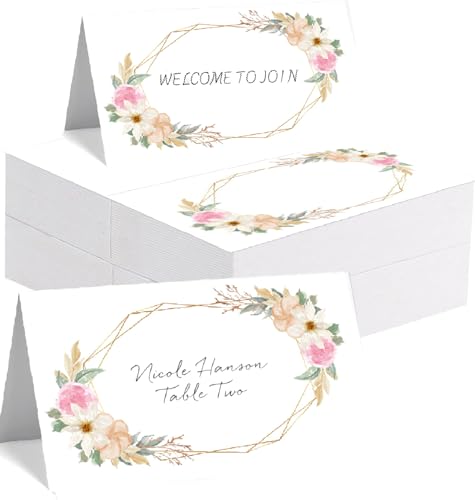 100 Stück Platzkarten für Hochzeit, BetterJonny Namensschild, Tischkarten, Geburtstag, Tischkarte für Tisch, Empfänge, Partys, Events, Feiern (Blumen-D) von BetterJonny