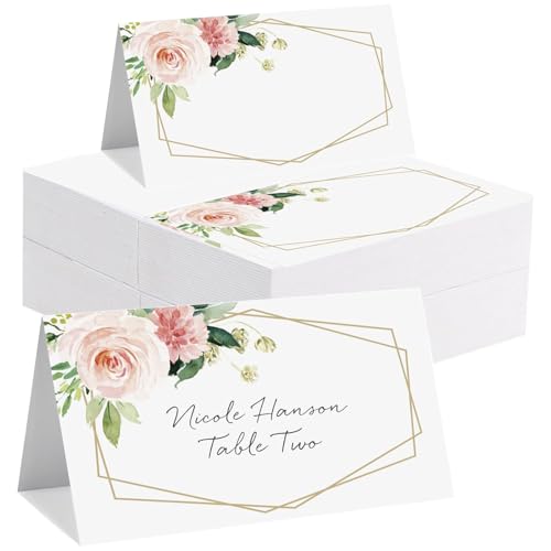 100 Stück Tischkarten, Empfangssitznummer, Namenshalter für Geschirr, Hochzeit, Geburtstag, Dinner-Party, (Blume B) von BetterJonny