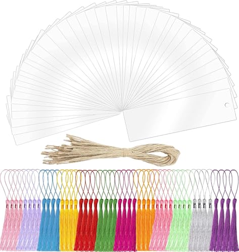 118Pcs Rechteckige Acryl Lesezeichen, BetterJonny 40 Blanko Acryl Lesezeichen Rohling 48 Quaste 30 Seilen Leere Craft Lesezeichen Transparente Lesezeichen für DIY Basteln Notizbuch Dekorationen 118Pcs Rechteckige Acryl Lesezeichen, BetterJonny 40 Blanko Acryl Lesezeichen Rohling 48 Quaste 30 Seilen Leere Craft Lesezeichen Transparente Lesezeichen für DIY Basteln Notizbuch Dekorationen von BetterJonny