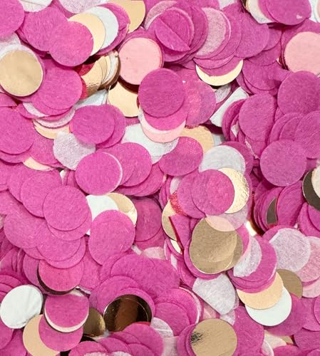 12000 Stück Konfetti Rosegold Rosa Dunkelrosa, BetterJonny Konfetti Hochzeit Papier Rosa für Geburtstag Valentinstag Hochzeit Geburtstag Party Baby-shower, 1cm (100g) von BetterJonny