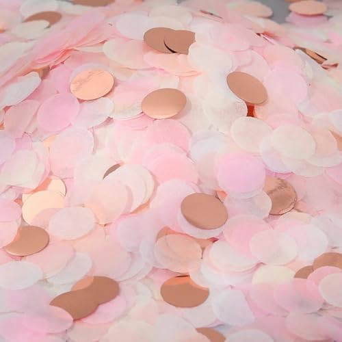 12000 Stück Konfetti Rosegold Rosa Hellrosa, BetterJonny Konfetti Hochzeit Papier Rosa für Geburtstag Valentinstag Hochzeit Geburtstag Party Baby-shower, 1cm (100g) von BetterJonny