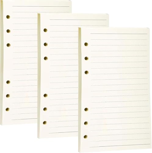 135 Blätter A5 Nachfüllpapier Liniert, BetterJonny Nachfüllbare Refill Paper Nachfülleinlagen 6 Löcher Nachfüllbare Notizpapier A5 Ringbuch Nachfüllbar Papier für Notizbuch Tagbuch Malerei, Linier von BetterJonny