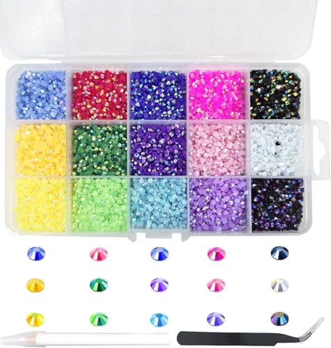 15000Pcs Strasssteine für Nägel, BetterJonny Hitzefix Strasssteine zum Basteln 3mm Nail Art Strasssteine Flatback Edelsteine Runde mit Pinzette und Punktierung Stift für DIY Handwerk Nägel Kleidung 15000Pcs Strasssteine für Nägel, BetterJonny Hitzefix Strasssteine zum Basteln 3mm Nail Art Strasssteine Flatback Edelsteine Runde mit Pinzette und Punktierung Stift für DIY Handwerk Nägel Kleidung von BetterJonny
