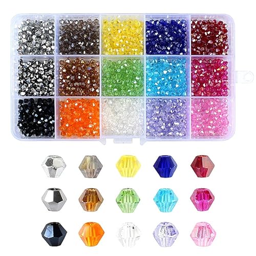 1500Pcs Kristall Glasperlen Kit, BetterJonny 4mm Kristall Facettierte Perlen für Armbänder DIY Perlen zum Auffädeln Glasperlen mit Loch für Schmuckherstellung Armbänder Halsketten Handwerk Weihnachten 1500Pcs Kristall Glasperlen Kit, BetterJonny 4mm Kristall Facettierte Perlen für Armbänder DIY Perlen zum Auffädeln Glasperlen mit Loch für Schmuckherstellung Armbänder Halsketten Handwerk Weihnachten von BetterJonny