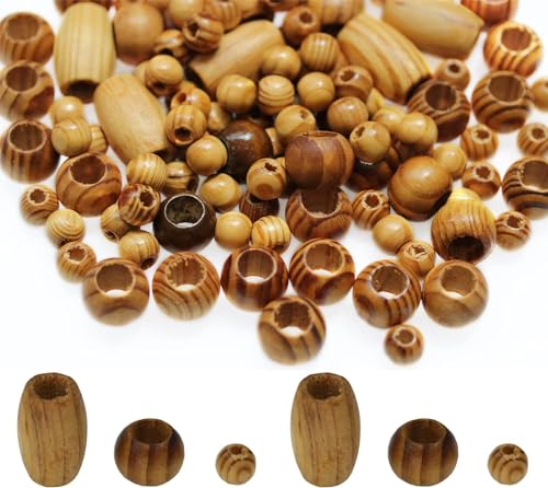 180stk Holzperlen mit großem Loch, Basicon Natürliche Holzperlen Zum Auffädeln Holzkugel Abstandshalter Perlen Holzperlen Spacer Perlen Bastelnperlen für DIY Schmuck Herstellung, 12mm/20mm/20 * 30mm 180stk Holzperlen mit großem Loch, Basicon Natürliche Holzperlen Zum Auffädeln Holzkugel Abstandshalter Perlen Holzperlen Spacer Perlen Bastelnperlen für DIY Schmuck Herstellung, 12mm/20mm/20 * 30mm von BetterJonny